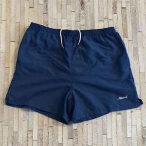 Vintage Sea Waves Navy Hawaii Swim Trunks